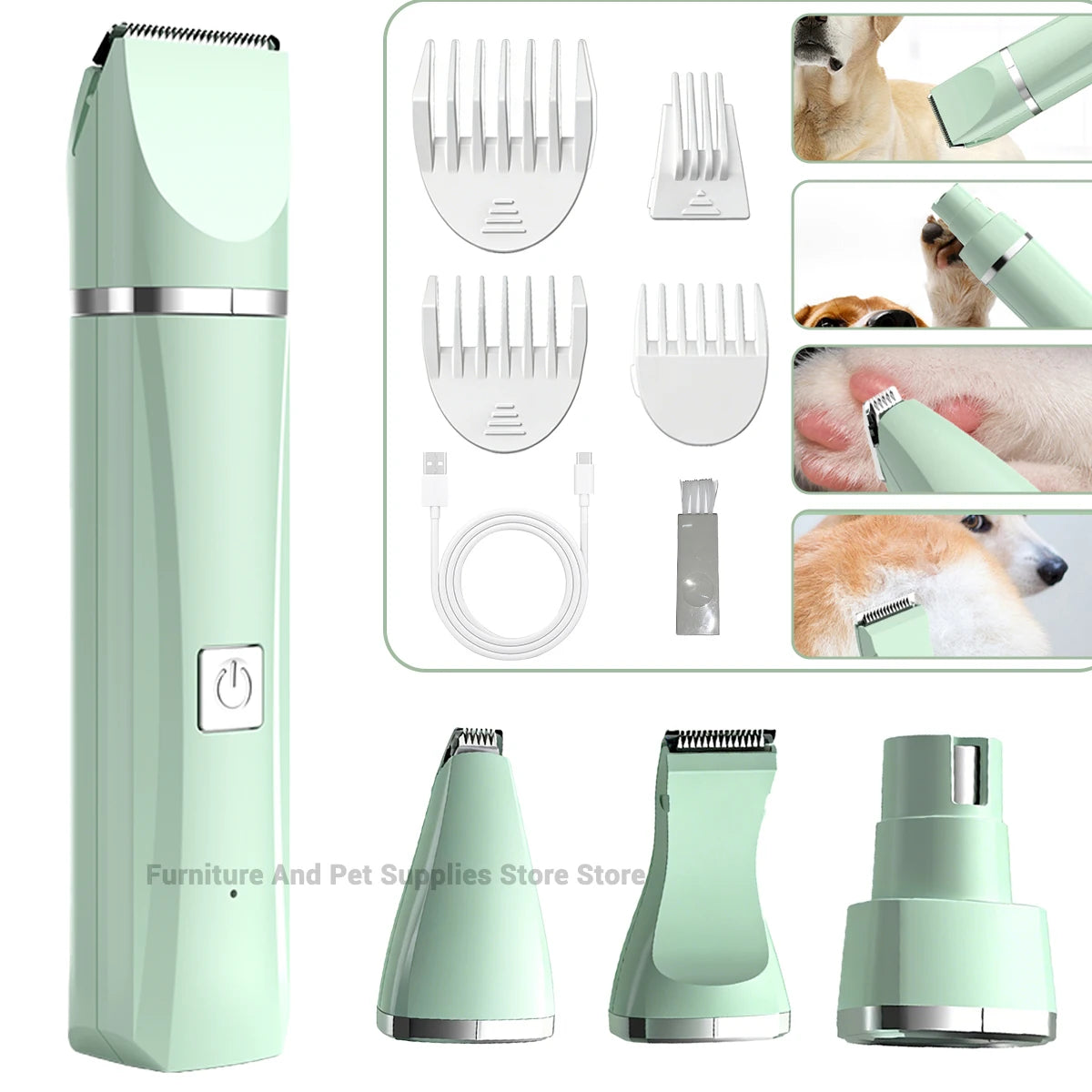 4-in-1 Professional Pet Grooming Trimmer | Low Noise Waterproof Dog & Cat Hair Clipper.