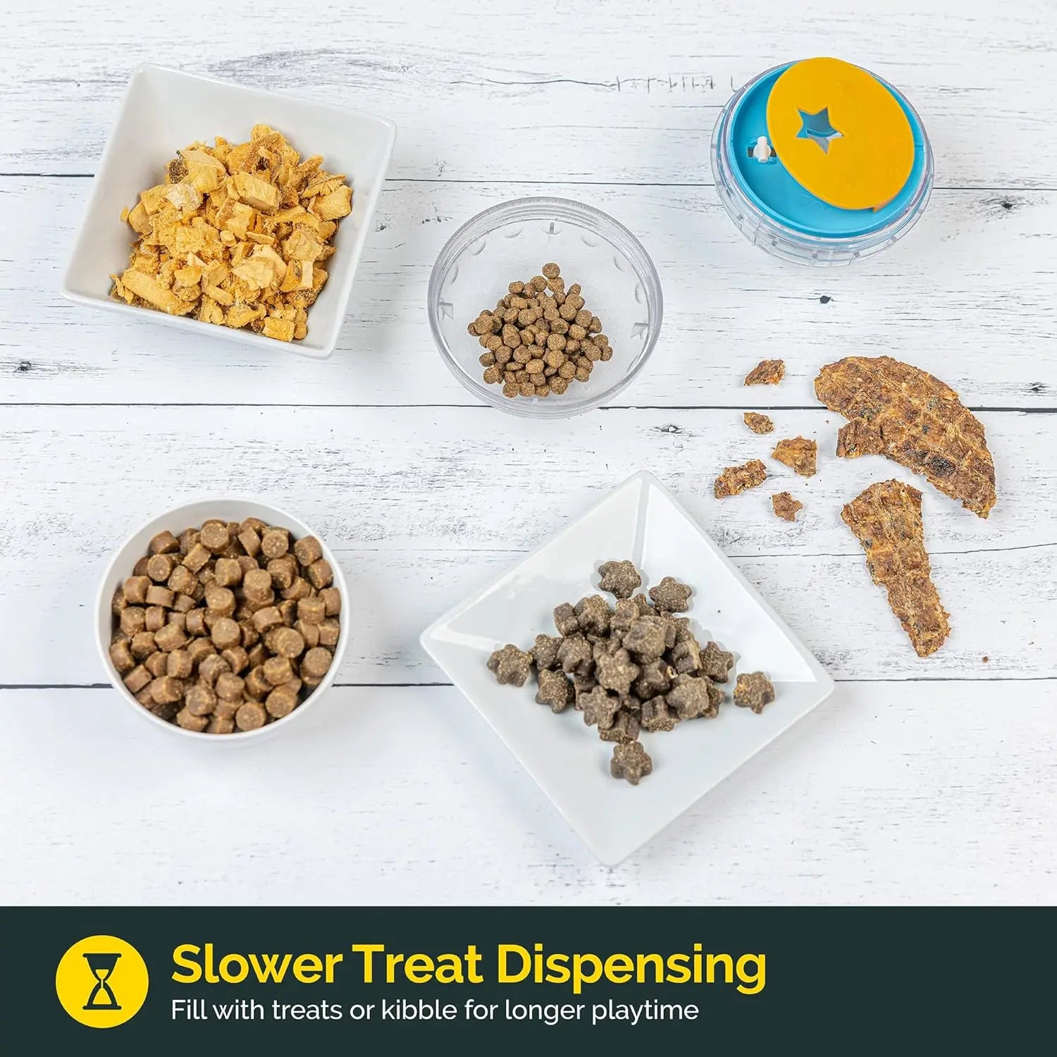 IQ Treat Dog Ball Food Dispenser Toy – 4″ Interactive Dog Toy for Mental Stimulation, Treat Puzzle & Slow Feeder Ball for Dogs