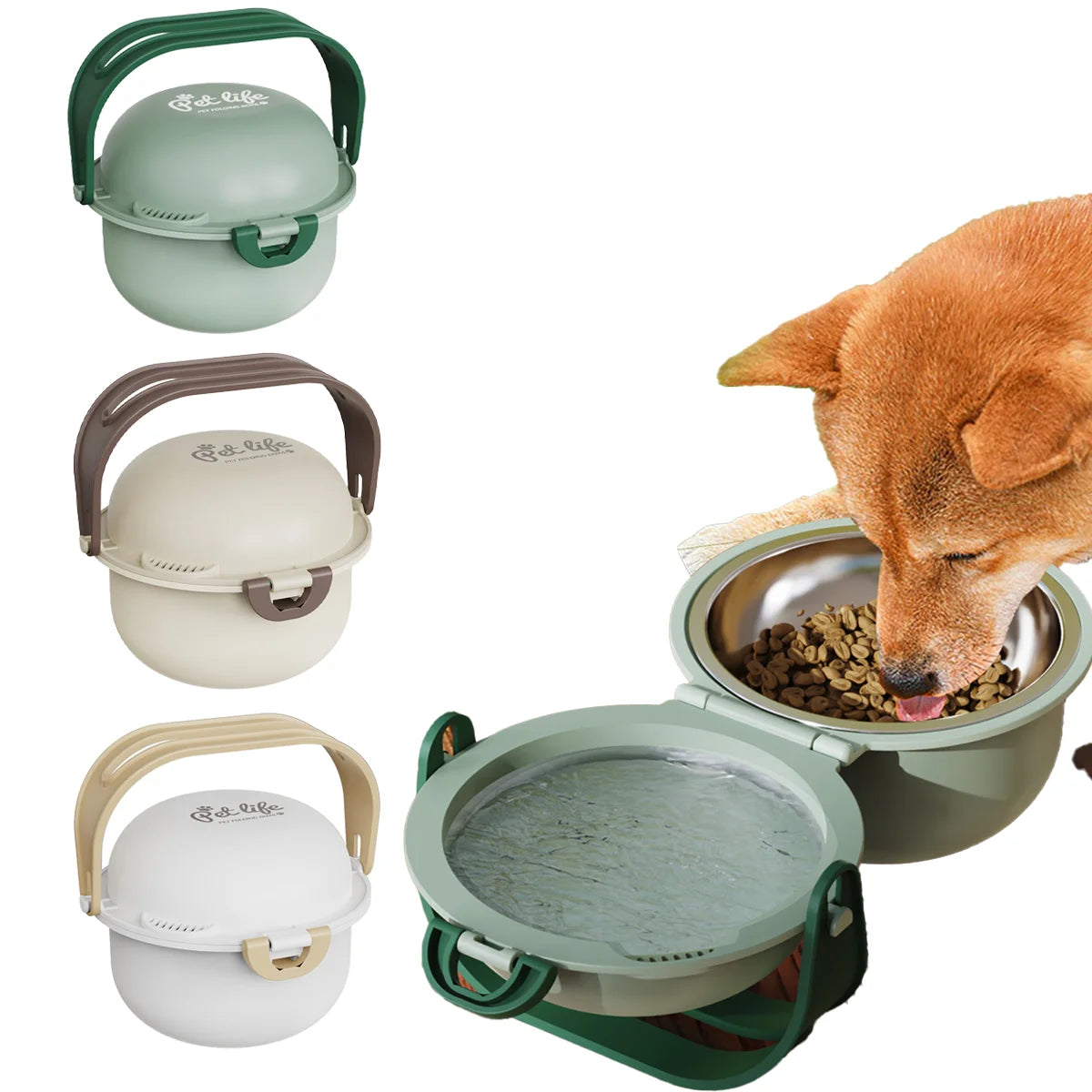 Portable Foldable Pet Bowl | Dual Feeding & Water Bowl for Dogs & Cats – Outdoor, Travel & Hiking