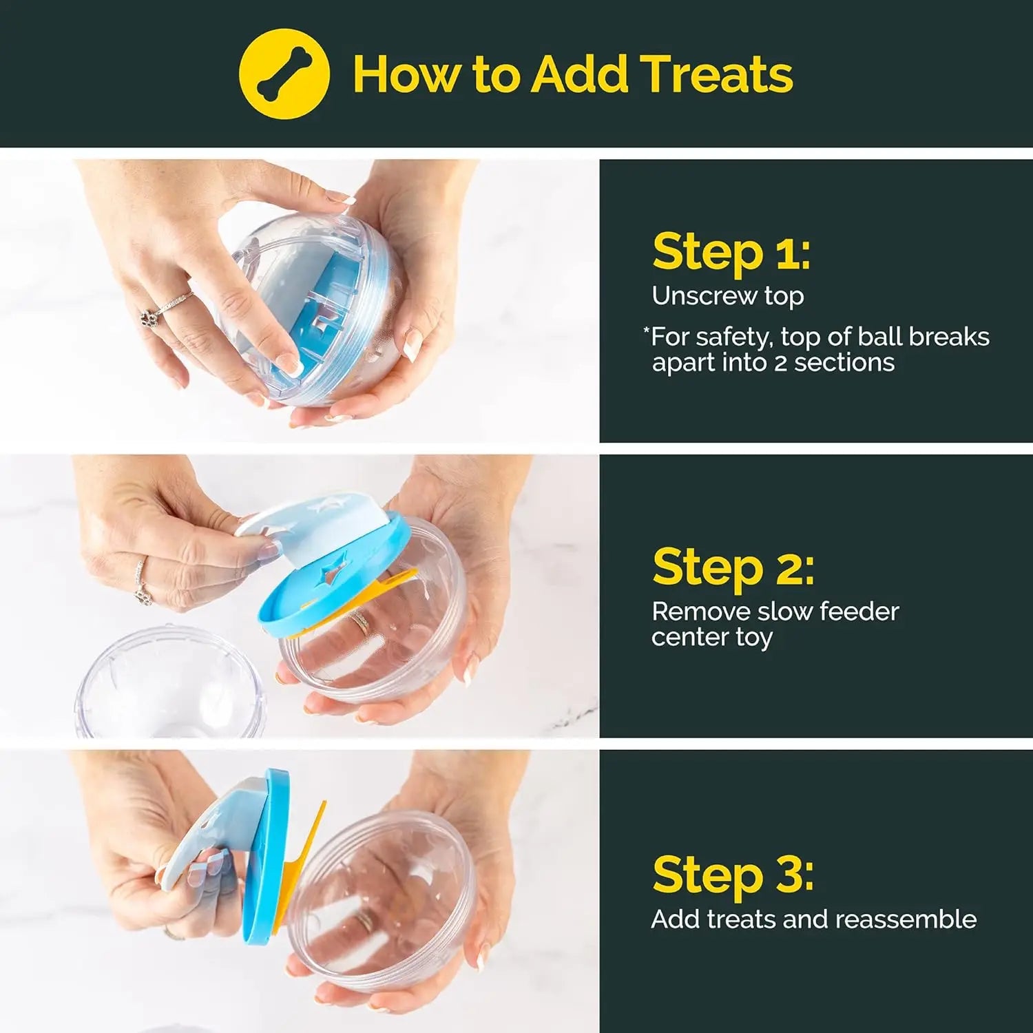 IQ Treat Dog Ball Food Dispenser Toy – 4″ Interactive Dog Toy for Mental Stimulation, Treat Puzzle & Slow Feeder Ball for Dogs