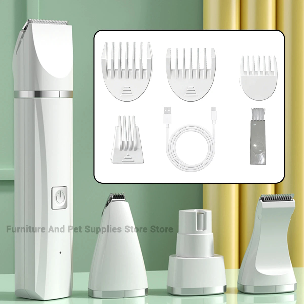 4-in-1 Professional Pet Grooming Trimmer | Low Noise Waterproof Dog & Cat Hair Clipper.