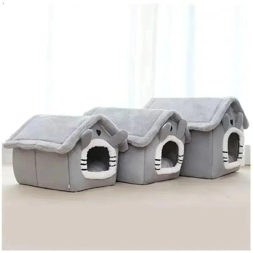 Indoor Warm Pet House Bed | Soft Dog Kennel & Cat Tent with Removable Washable Cushion (All Seasons)
