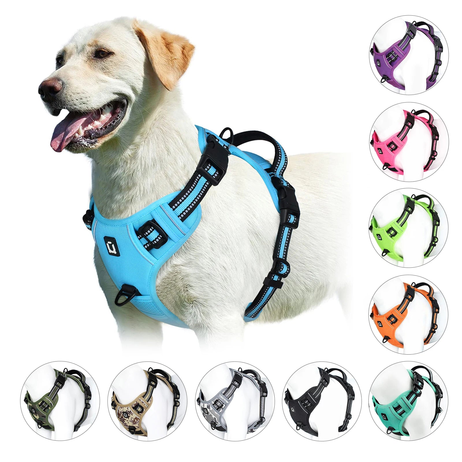 No Pull Dog Harness – Adjustable Soft Padded Pet Vest with Easy Control Handle, Reflective Breathable Dog Harness for Small, Medium & Large Dogs
