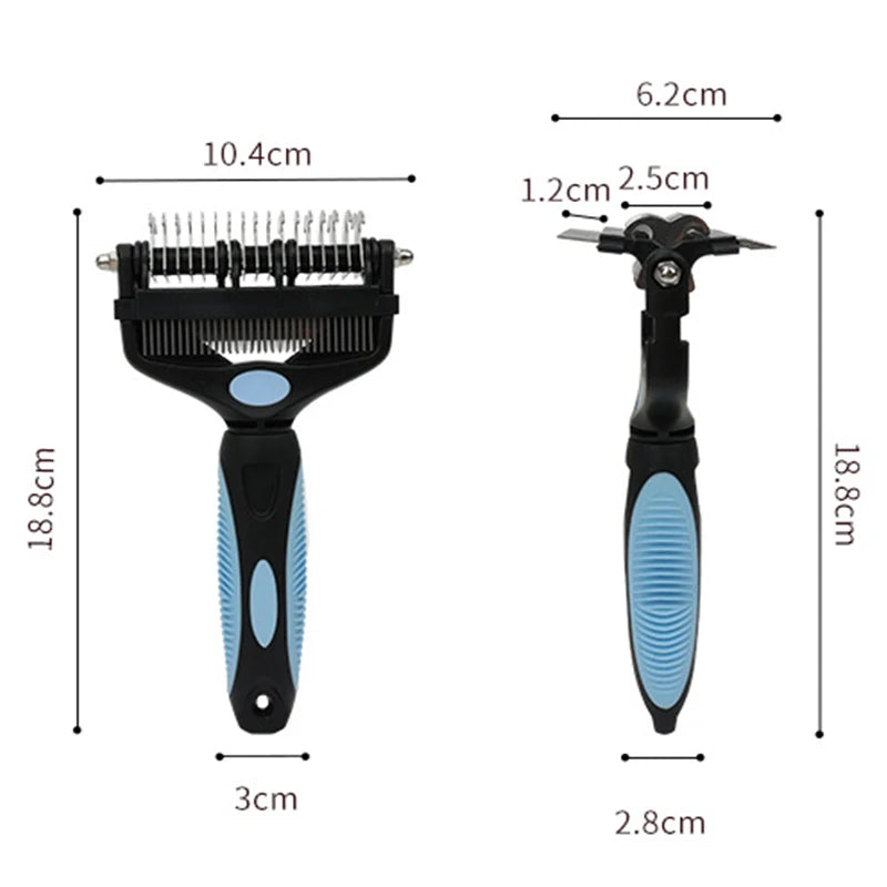 Hooral™ 3-in-1 Pet Deshedding Brush | Dog & Cat Hair Remover, Fur Knot Cutter & Grooming Comb.